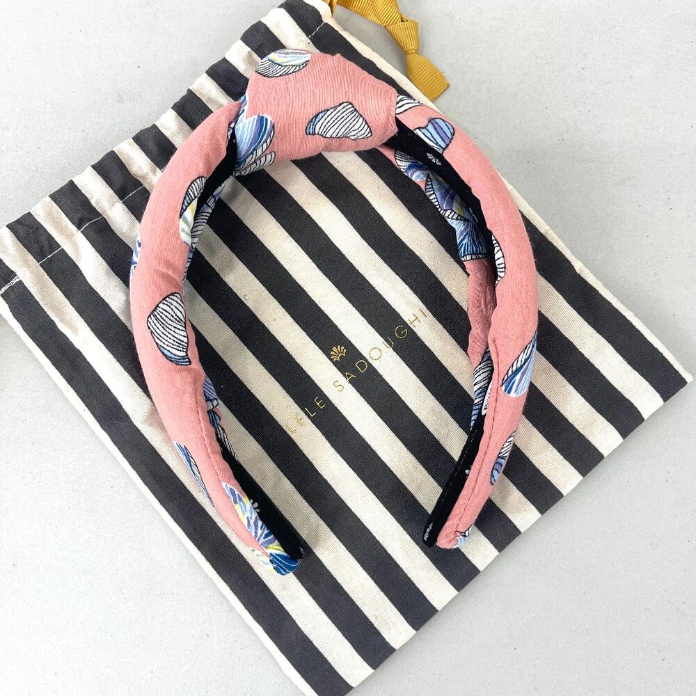 Lele Sadoughi Orchid Petal Print Knotted Headband Coastal Preppy Pink Blue